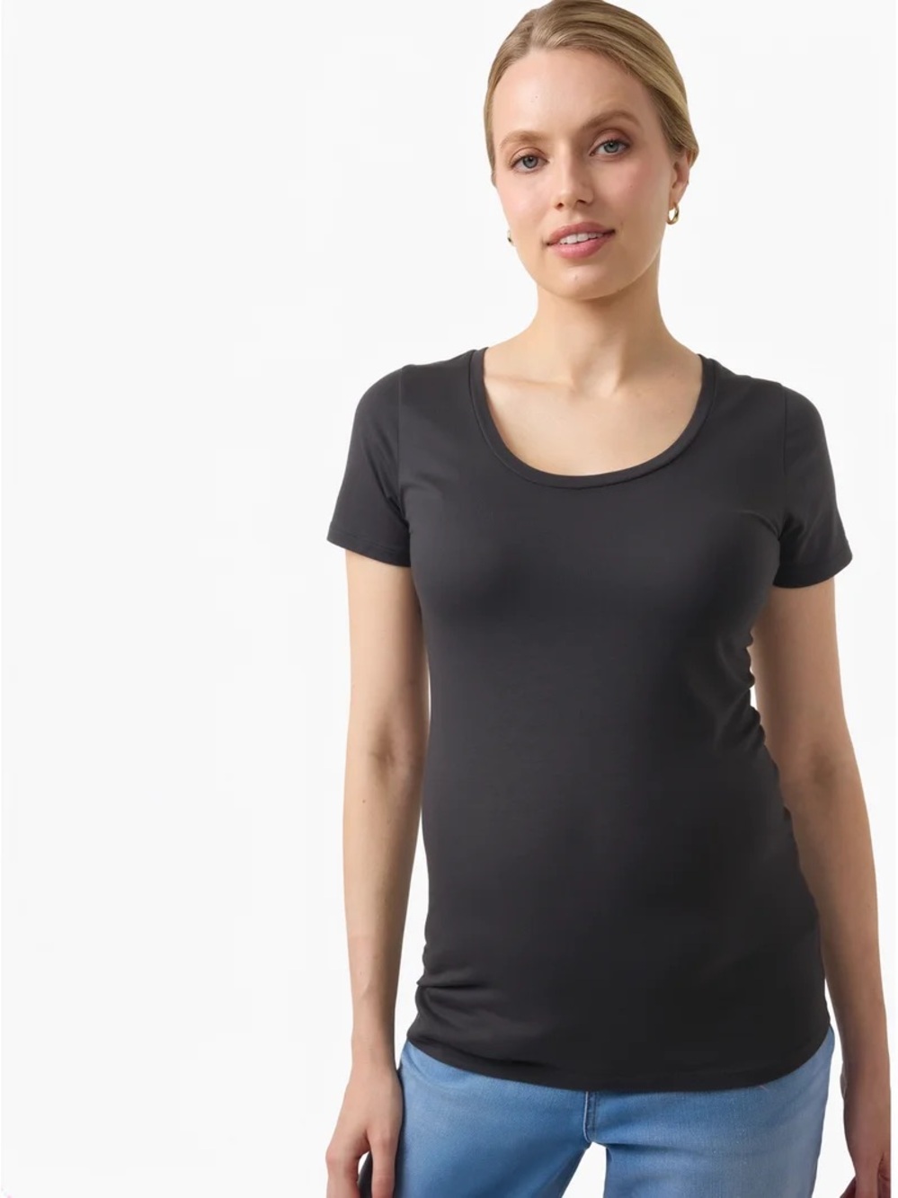 Isabel Maternity by Ingrid & Isabel Black Short Sleeve Crewneck Tee